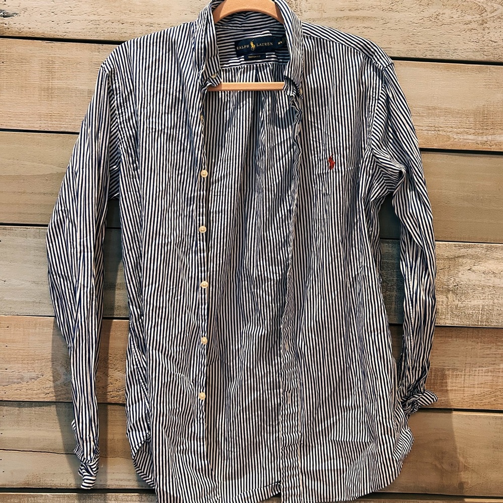 Ralph Lauren Button Up Blue and White Striped Shirt